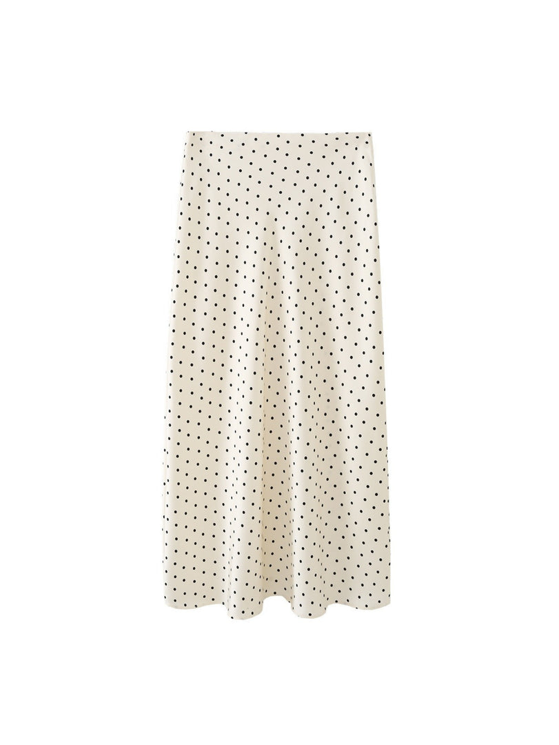 Polka Dot Satin Feel Simple Skirt Women N6E151