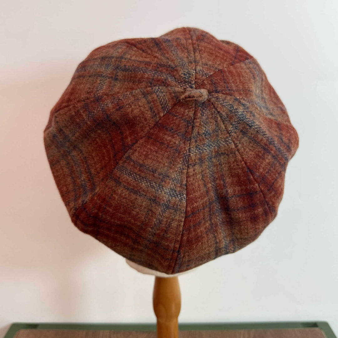 Vintage Beret Plaid Oversized Pumpkin Hat Women N6H232