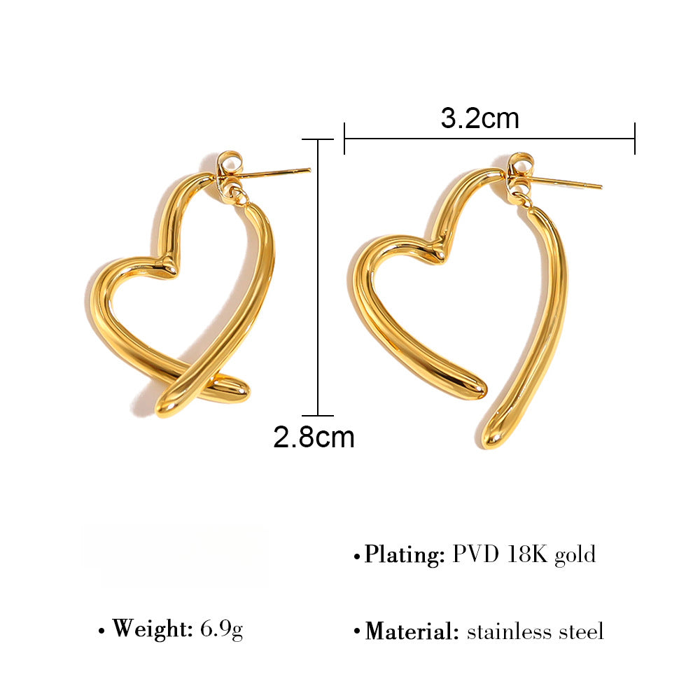 Hearts Ear Climber Drip Enamel Cool-Tone Titanium S5P060