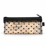 Load image into Gallery viewer, Heart Flocked Nylon Mesh Makeup Brush Pouch N6J260