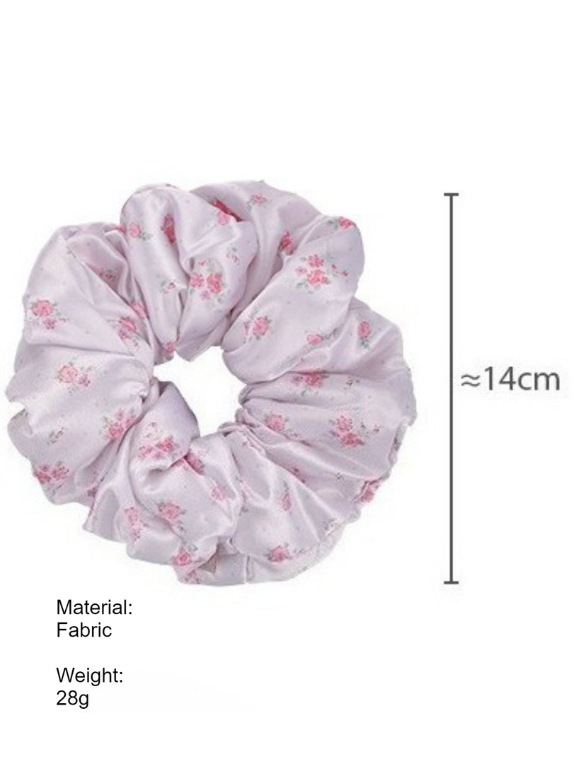 Padded Satin Floral Scrunchie Hair Tie N6C018