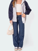 Load image into Gallery viewer, Cargo Wide Leg Jean Rivet Detail Mid-Weight N5Z169
