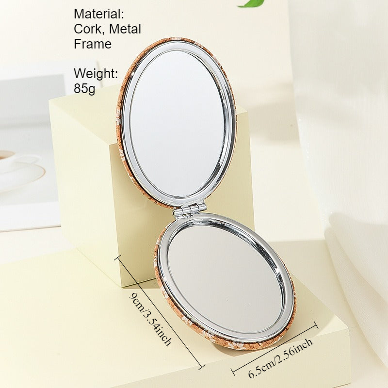 Vintage Oval Folding Makeup Mirror Portable Travel N6F036