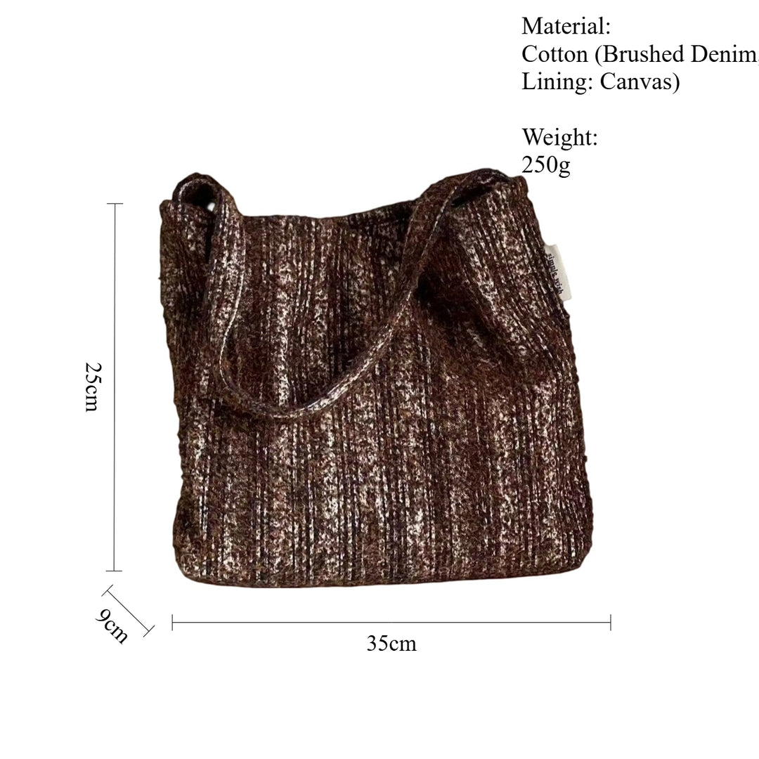 Vintage Brushed Denim Shoulder Bag Women S5P703