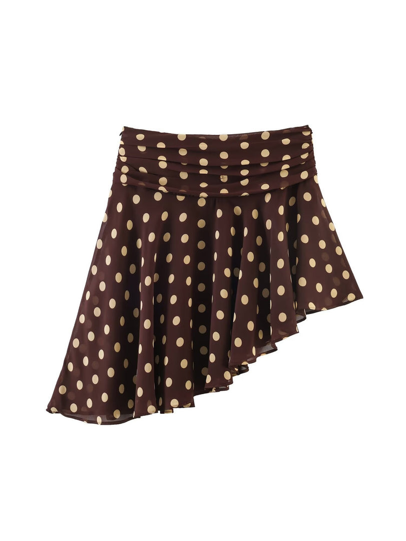 Asymmetrical Polka Dot High Waist A-Line Skirt N6E172