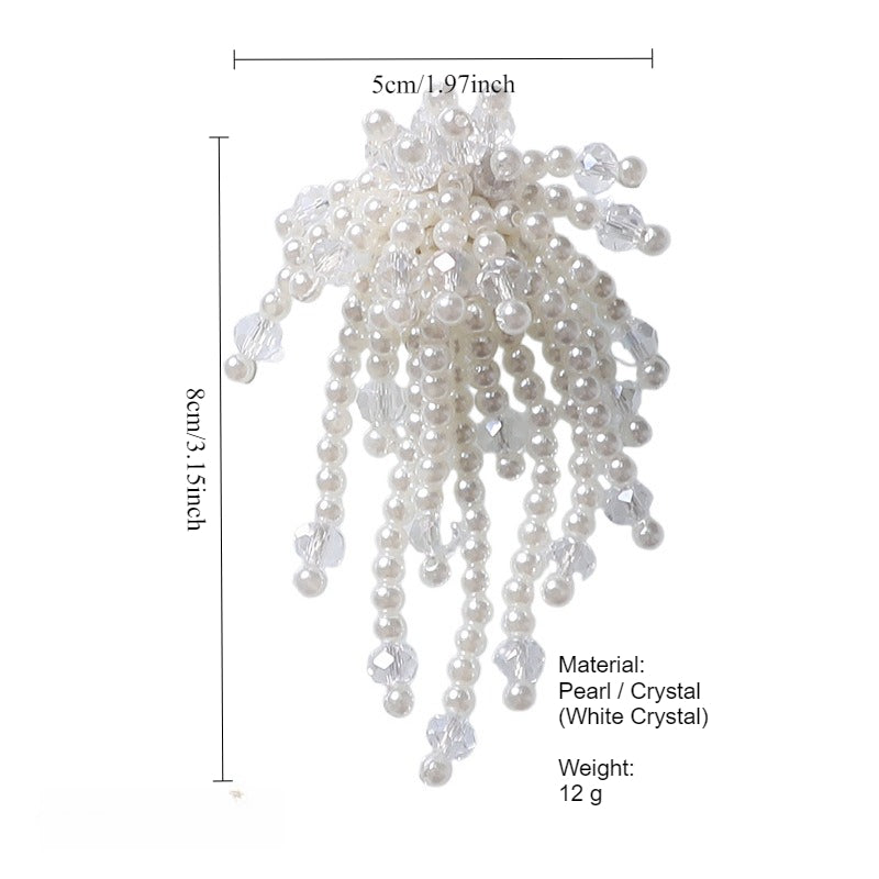 Pearl Floral Shirt Collar Clip Removable Cuff Tassel Cover N6G070