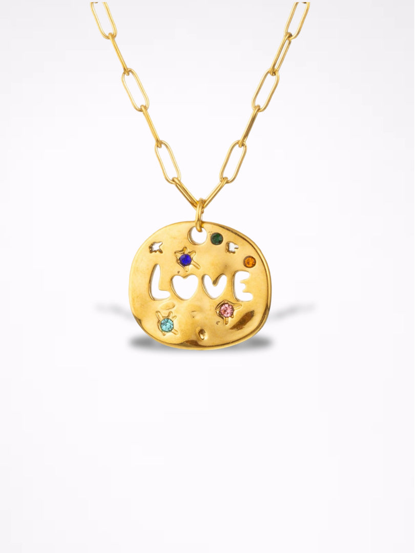 MAMA Tarot Circle Pendant 18K Gold Plated Necklace N6D534