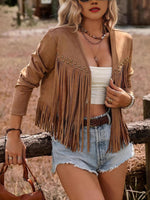 Load image into Gallery viewer, Suede Fringe Vest with Rivet Women N6C129