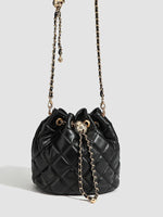 Load image into Gallery viewer, Quilted Chain Strap Bucket Bag Women Black N6C049