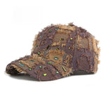 Load image into Gallery viewer, Distressed Plaid Baseball Cap Rhinestone Frayed  N6G210