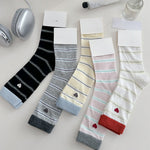 Load image into Gallery viewer, Striped Heart Embroidery Stack Socks Women Retro N6H012