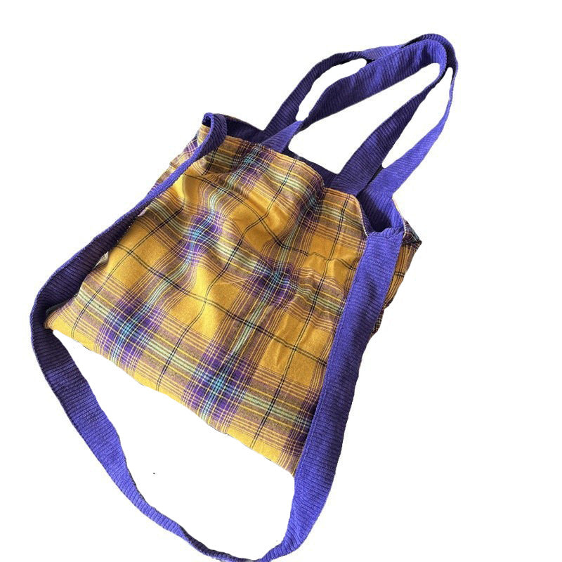 Purple Corduroy Reversible Shoulder Bag S5P274