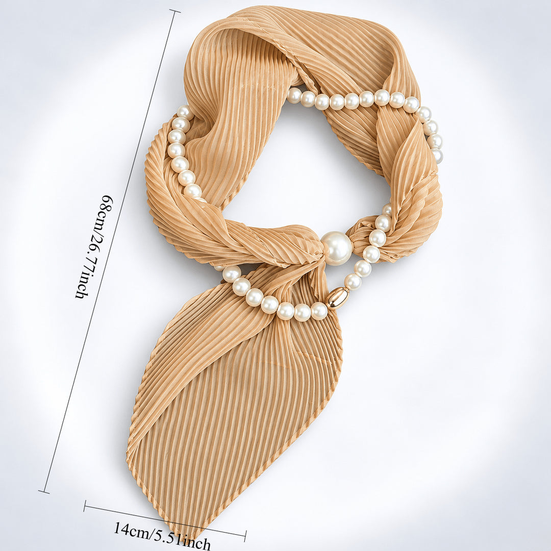 Womens Ivory Crinkled Pearl Magnetic Clasp Scarf N6K267