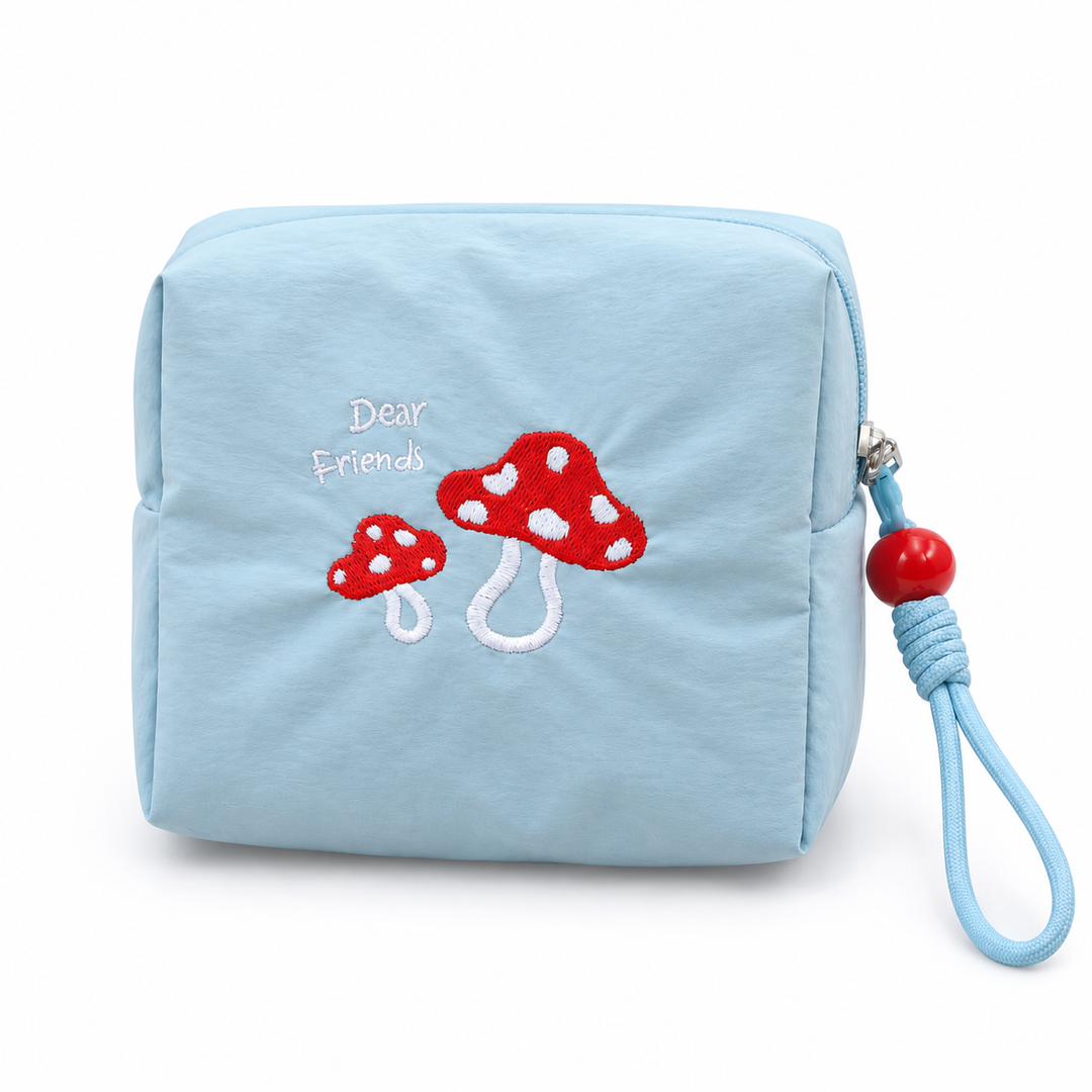 Womens Mushroom Embroidered Polyester Cosmetic Bag N6K118