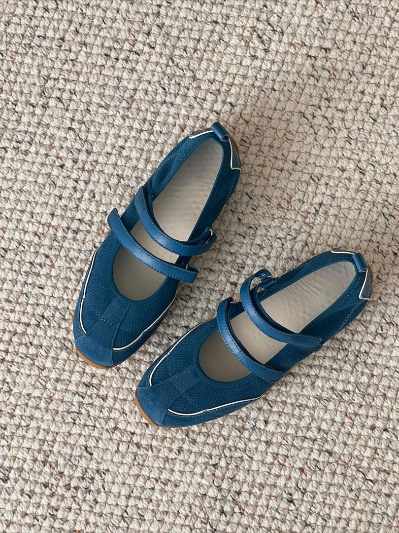 Sporty Double Strap Mary Jane Flat Shoes Women N6C143
