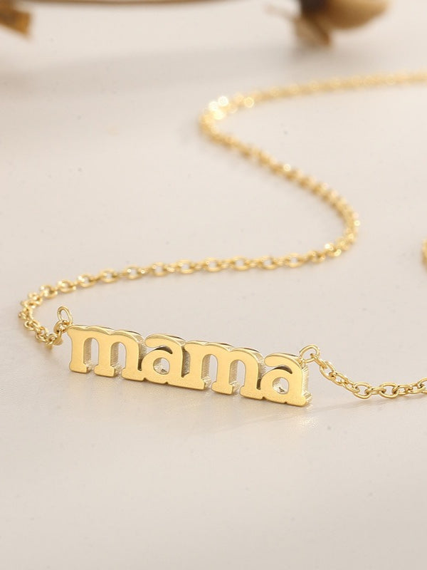 Titanium Steel Mama Pendant Necklace Women N6D530