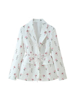 Load image into Gallery viewer, Floral Belted Blazer Women Loose Fit Suit Jacket N6G161
