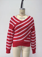 Load image into Gallery viewer, Color Block Off-Shoulder Striped Knit Top Women N6G186