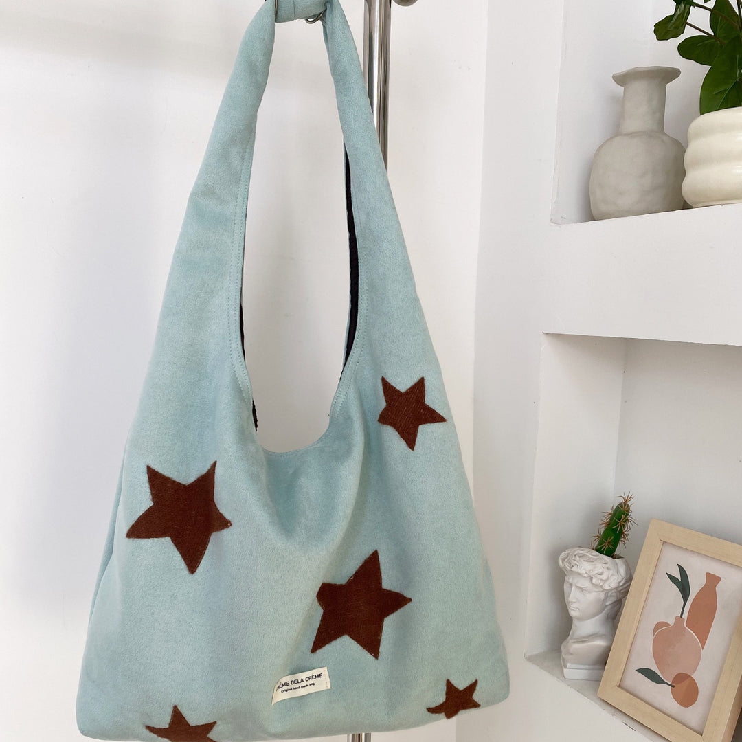 Women's Suede-Feel Star Embroidered Tote Bag N6J182