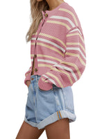Load image into Gallery viewer, Contrast Panel Cardigan Button Front Lightweight N5Z443
