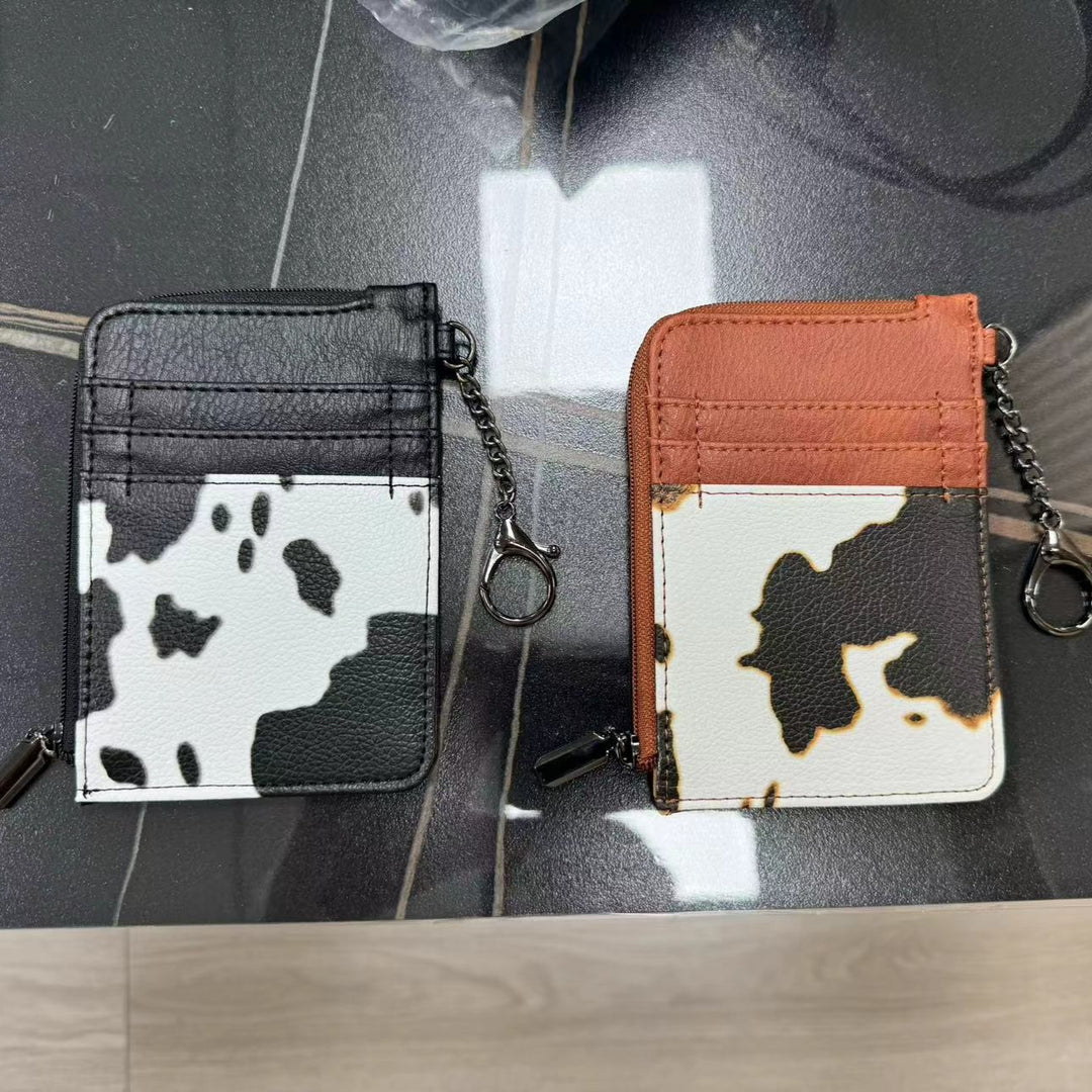Retro Cow Card Holder Wallet PU Slim Minimalist N6G054