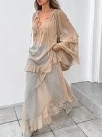 Load image into Gallery viewer, Sheer Sexy Chiffon Batwing Sleeve Maxi Dress Women N6D114