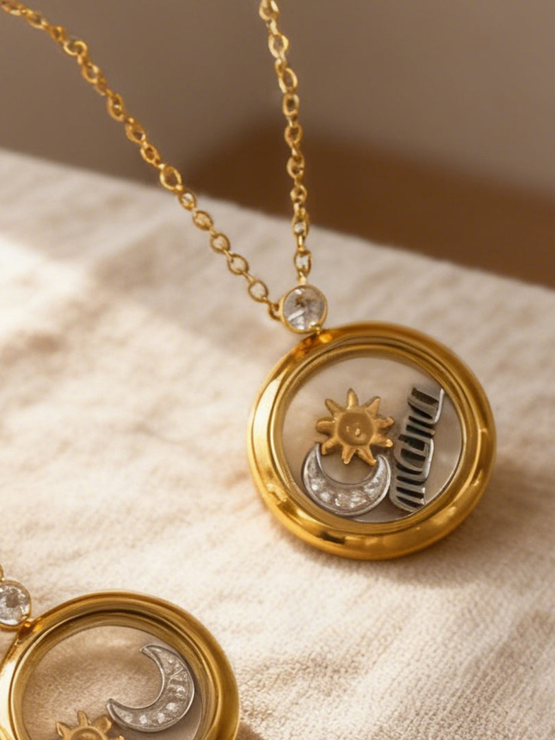 Mom Mirror Pendant Necklace 18K Gold Plated N6D535