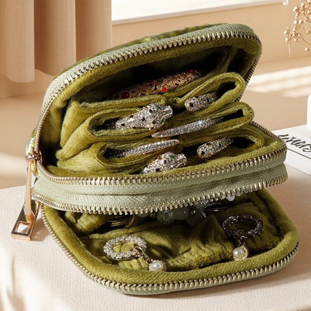 Ombre Tassel Velvet Jewelry Pouch with Double Layer N6E076