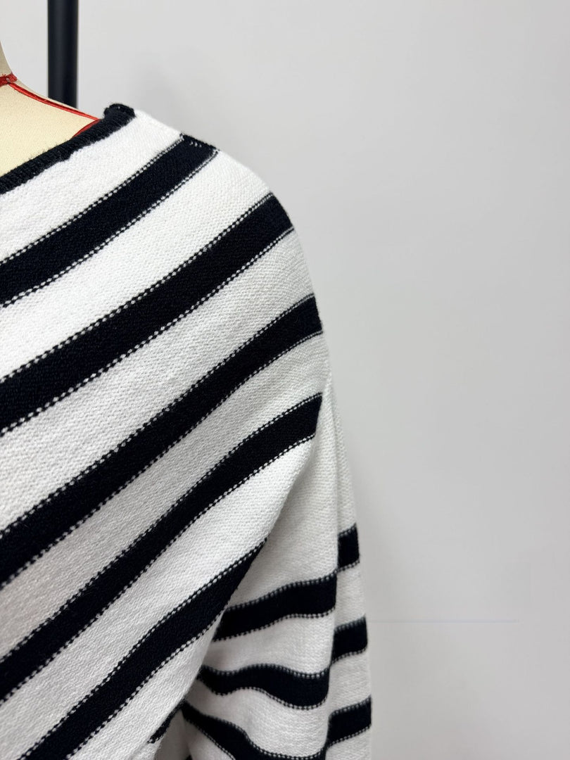 Color Block Off-Shoulder Striped Knit Top Women N6G186