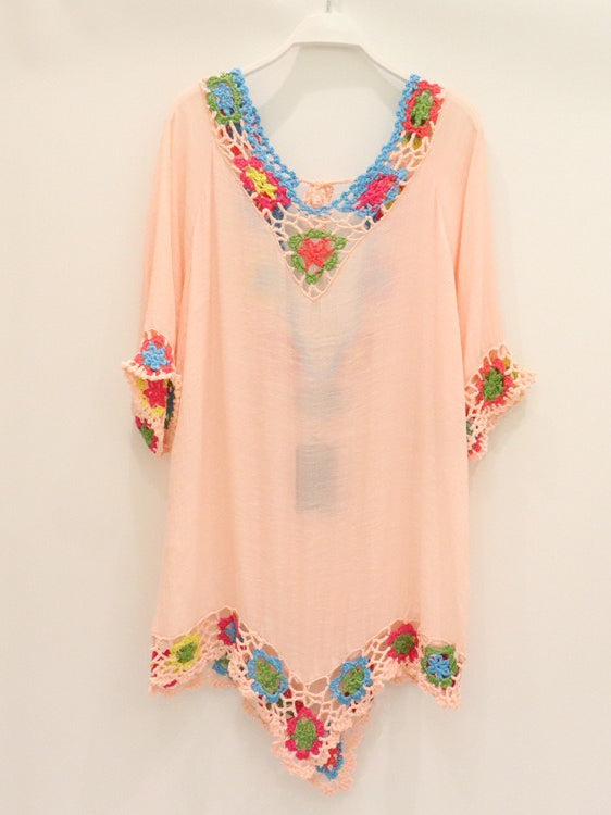 Crochet Lace Kimono Beach Cover Up Women N6D200
