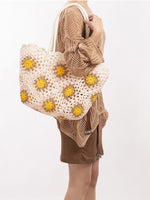 Load image into Gallery viewer, Hand Crochet Color Block Mesh Tote Beach Bag Women N6C302
