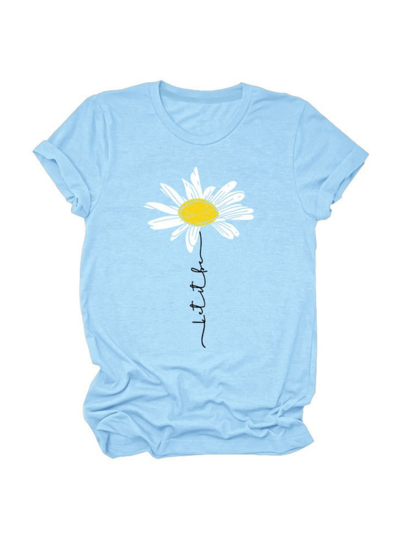 Let It Be Daisy Graphic Loose Fit T-Shirt Women N6F016