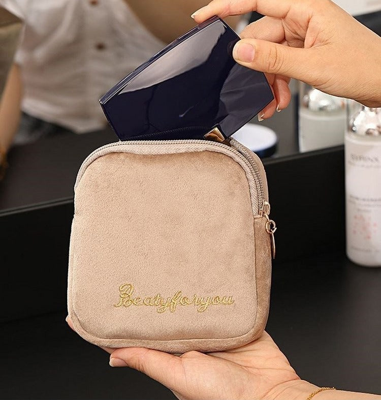 Flannel Cosmetic Bag Set Large Capacity Travel Organizer N6G278