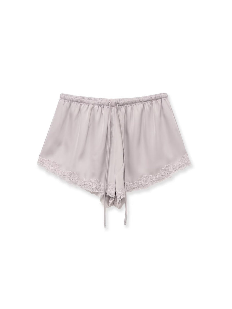 Lace Trim Satin Shorts Women Casual Midi N6F210