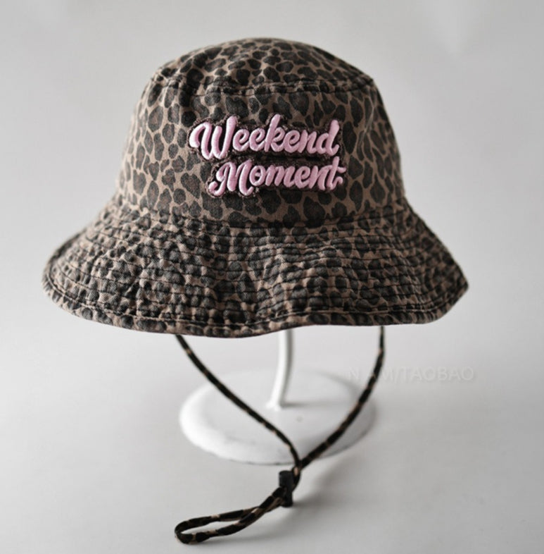 Leopard Print Fisherman Hat Lambswool Sun Protection N6C086
