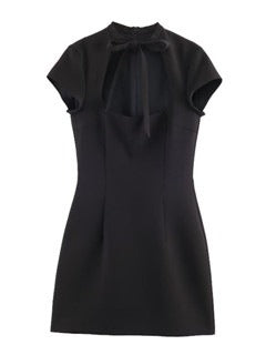 Bow Detail Polka Dot Short Dress Women N6C278