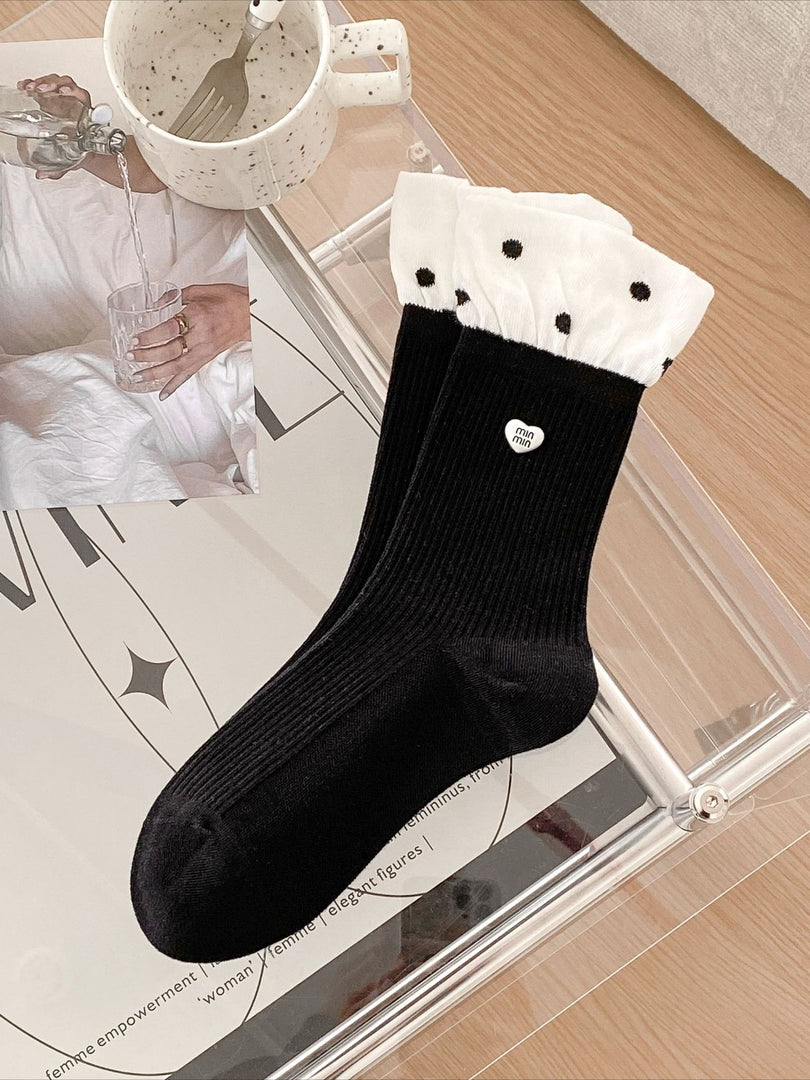 Bow Letter Label Slouch Socks Women N6C167