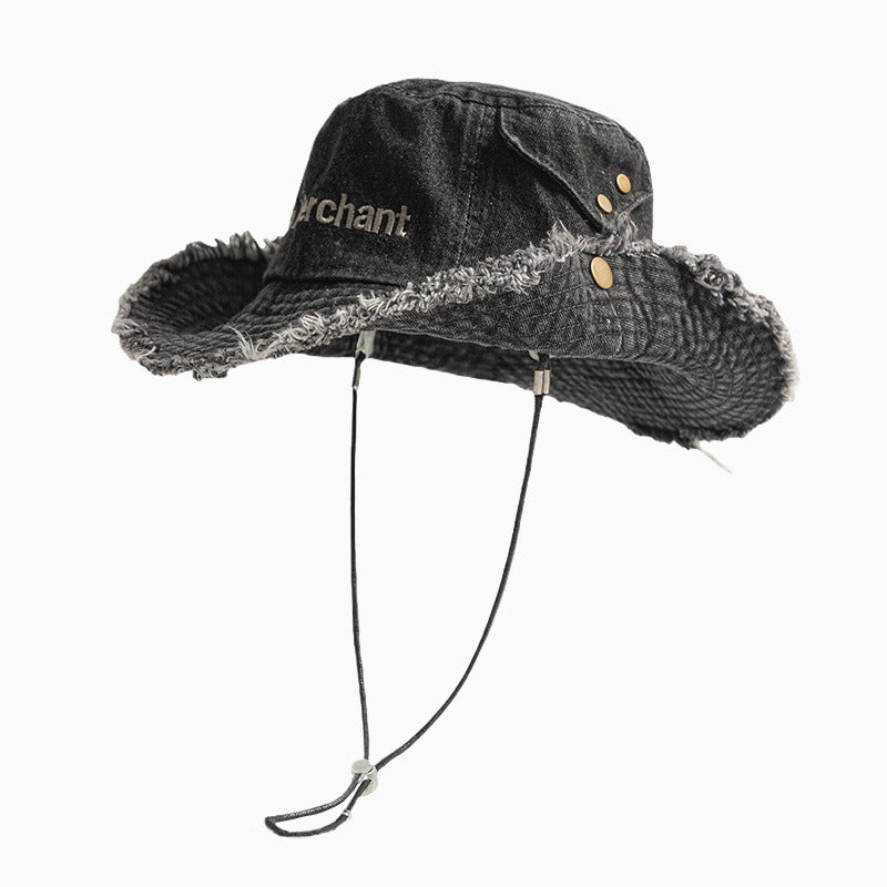 Distressed Fringe Cowboy Bucket Hat Women N6C083
