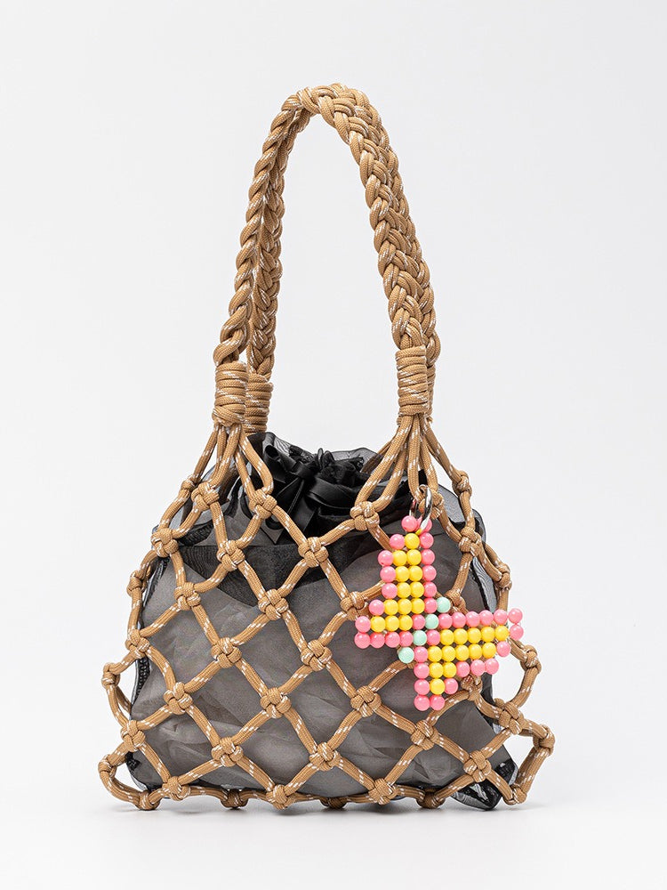 Hand Crochet Nylon Mesh Handbag Women N6C301