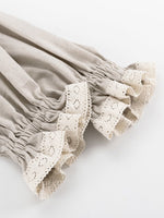 Load image into Gallery viewer, French V neck Lantern Sleeve Linen Blend Dress Women N6C208