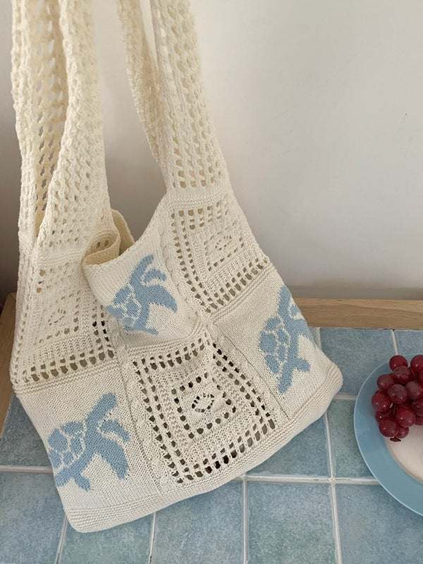 Crochet Turtle Openwork Shoulder Bag Women N6C050