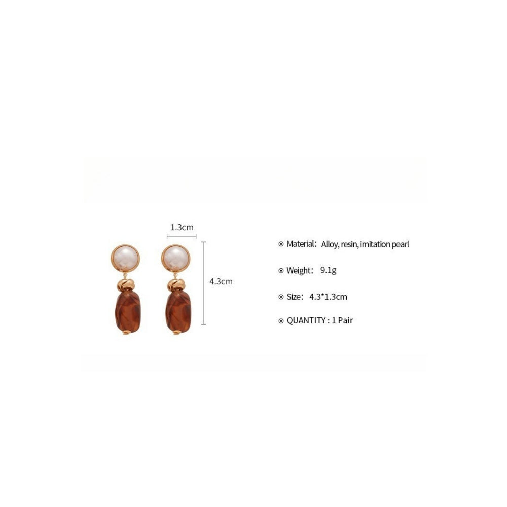 Resin Faux Pearl Irregular Geometric Stud Earrings N6H155