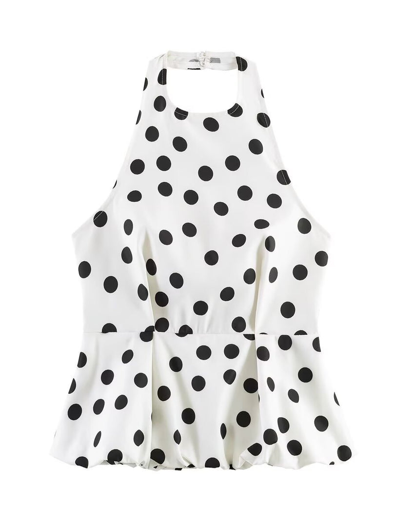 Polka Dot Backless Halter Tube Top Women N6D125