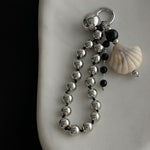 Load image into Gallery viewer, Silver Tone Beaded Keychain Minimalist Bag Charm  N6G033