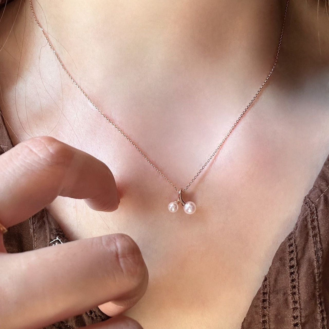 Fresh Cherry Pearl Choker Necklace Women Elegant N6H160