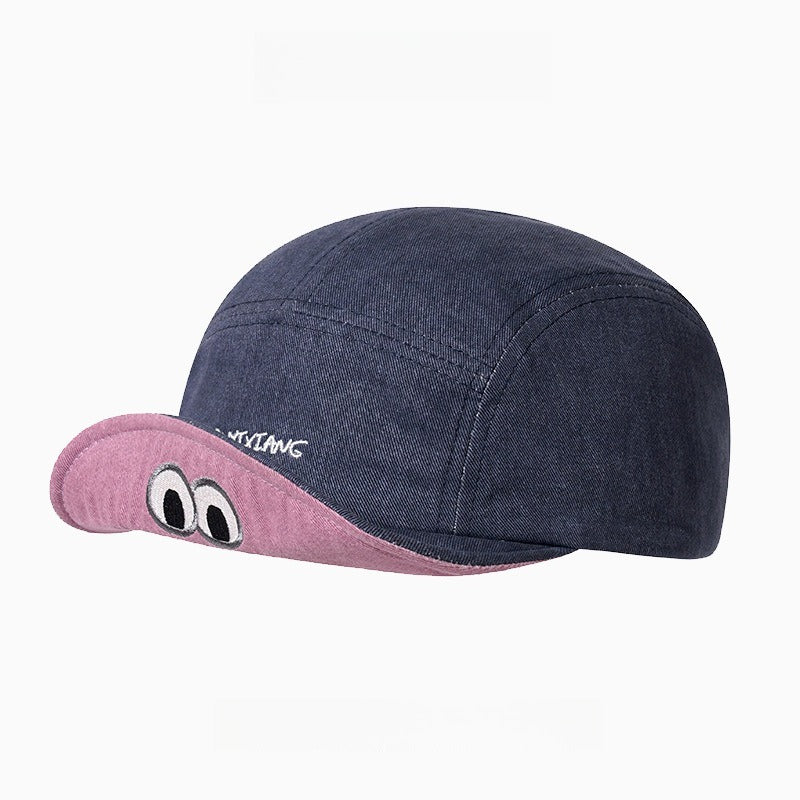 Cute Eye Embroidery Bucket Hat Women Turned-Up Brim N6C085