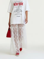 Load image into Gallery viewer, Jacquard Sheer Lace High Waist A-line Skirt Women N6D011