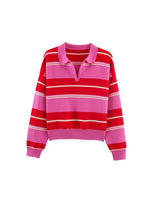 Load image into Gallery viewer, Simple Striped Polo Collar Knit Pullover Women N6G172