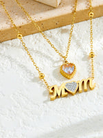 Load image into Gallery viewer, MOM Heart Zircon Layering Necklace Women N6D507