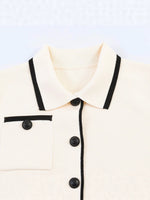 Load image into Gallery viewer, Color Block Trim Short Sleeve Knit Cardigan Women N6G158